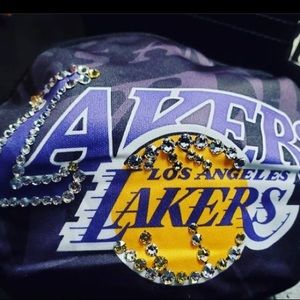 SOLD-Customized Lakers Swarovski crystal face mask